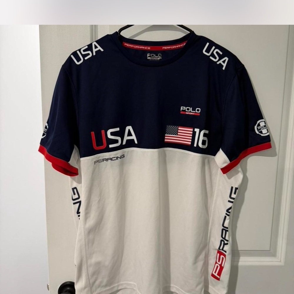 Ralph Lauren Polo Sport Navy Tee with Red Trim